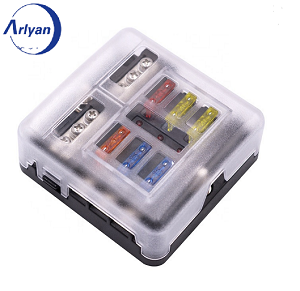 6-Way Fuse Box Holder Power Supply Screw Type With LED Indicator Independent Negative Electrode Insert For Car modification