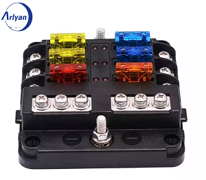 6-Way Fuse Box Holder Power Supply Screw Type With LED Indicator Independent Negative Electrode Insert For Car modification