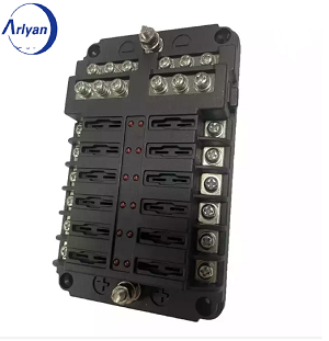 12-Way 12V Blade Fuse Block 12 Volt Automotive Fuse Box Holder Waterproof with Negative Bus 5A 10A 15A 20A Fuse