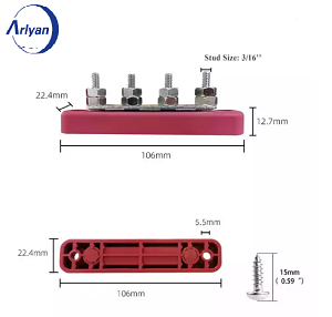 3/16'' 4 Way Bus Bars With Cover Wiring Busbar 100A 48V Busbars